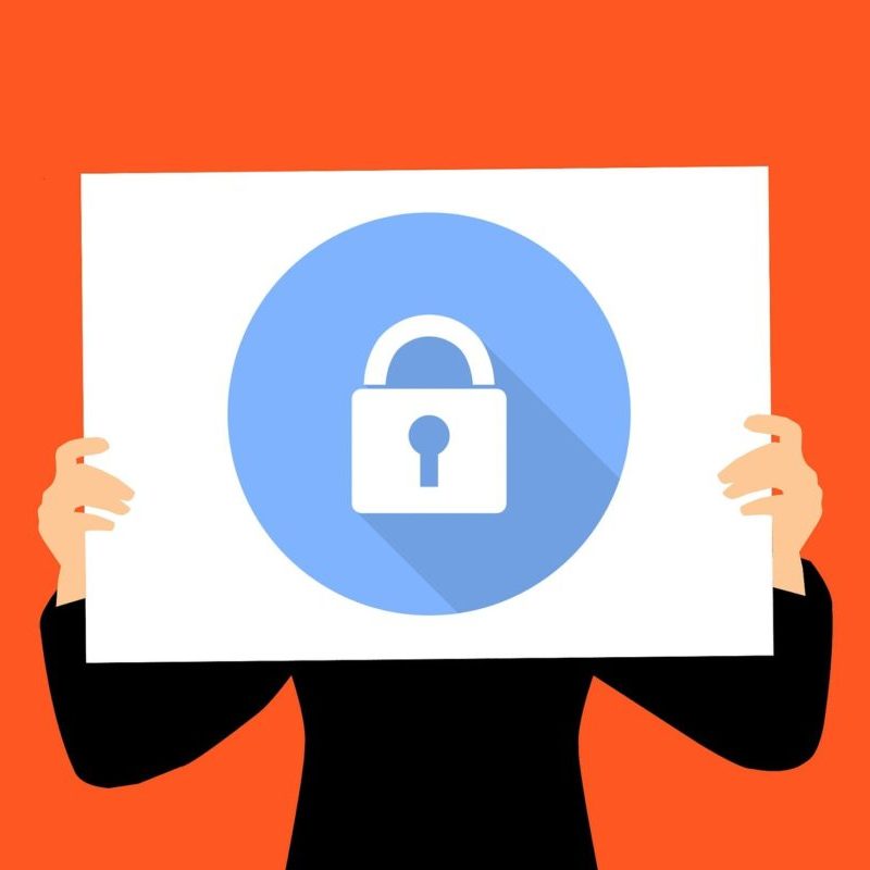 Person hidden by keylock symbol